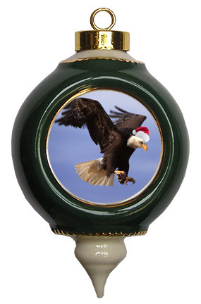 Eagle Victorian Green and Gold Christmas Ornament