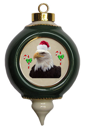 Eagle Victorian Green and Gold Christmas Ornament