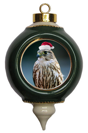 Falcon Victorian Green and Gold Christmas Ornament