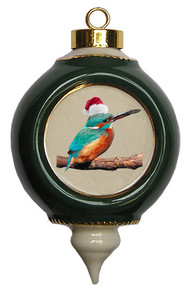 Kingfisher Victorian Green and Gold Christmas Ornament