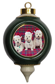 West Highl& Terrier Victorian Green & Gold Christmas Ornament