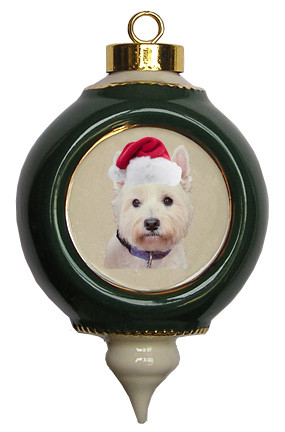 West Highl& Terrier Victorian Green & Gold Christmas Ornament