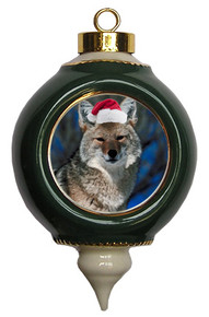 Coyote Victorian Green and Gold Christmas Ornament