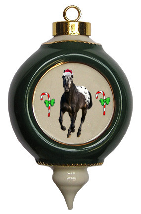 Appaloosa Victorian Green and Gold Christmas Ornament