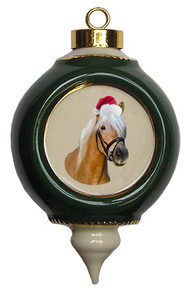 Haflinger Victorian Green and Gold Christmas Ornament