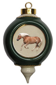 Haflinger Victorian Green and Gold Christmas Ornament