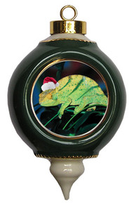 Chameleon Victorian Green and Gold Christmas Ornament