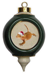 Gecko Victorian Green and Gold Christmas Ornament