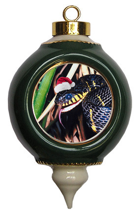 Mangrove Snake Victorian Green and Gold Christmas Ornament