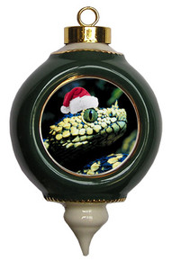 Viper Snake Victorian Green and Gold Christmas Ornament