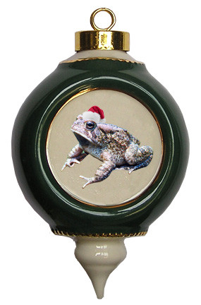 Toad Victorian Green and Gold Christmas Ornament