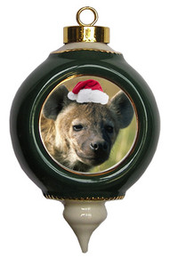 Hyena Victorian Green and Gold Christmas Ornament