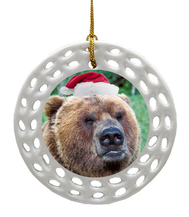 Bear Porcelain Christmas Ornament