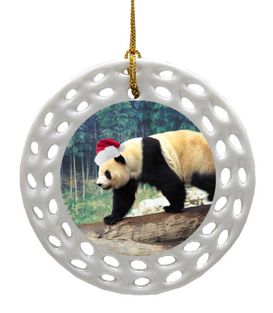 Panda Bear Porcelain Christmas Ornament