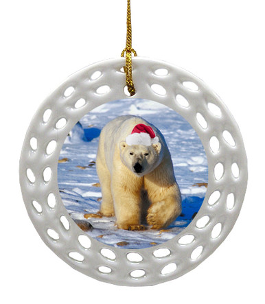 Polar Bear Porcelain Christmas Ornament