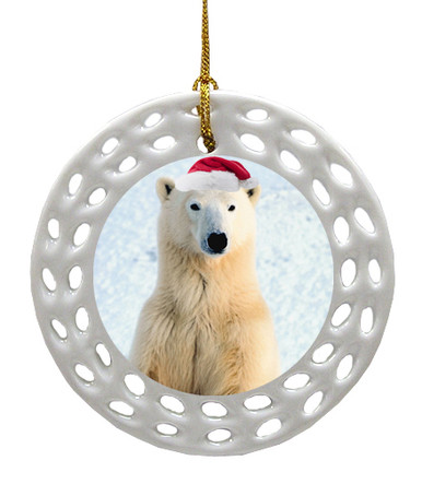 Polar Bear Porcelain Christmas Ornament