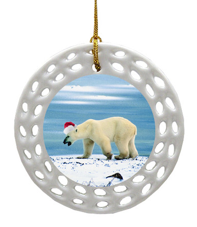 Polar Bear Porcelain Christmas Ornament