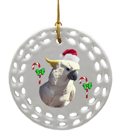 Cockatoo Porcelain Christmas Ornament