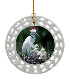 Egret Porcelain Christmas Ornament