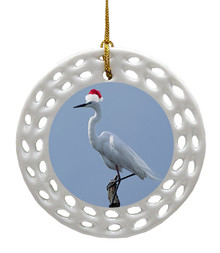 Egret Porcelain Christmas Ornament