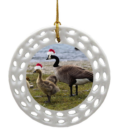 Geese Porcelain Christmas Ornament
