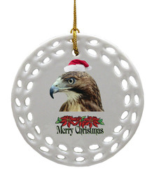 Hawk Porcelain Christmas Ornament