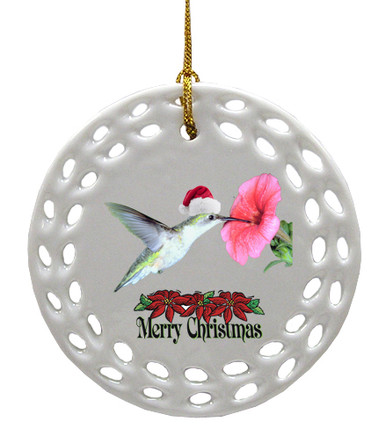 Hummingbird Porcelain Christmas Ornament