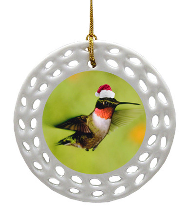 Hummingbird Porcelain Christmas Ornament