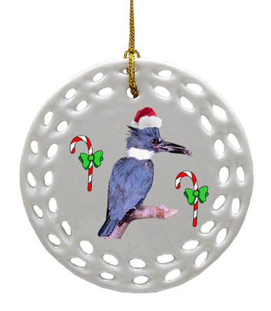 Belted Kingfisher Porcelain Christmas Ornament