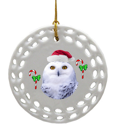 White Owl Porcelain Christmas Ornament