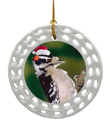 Downey Woodpecker Porcelain Christmas Ornament