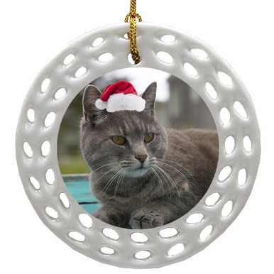 Cat Porcelain Christmas Ornament