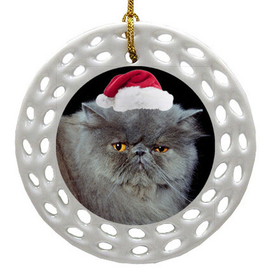 Persian Cat Porcelain Christmas Ornament