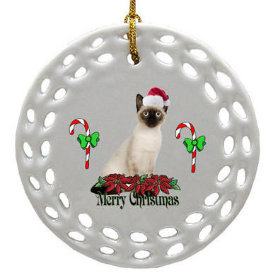 Siamese Cat Porcelain Christmas Ornament