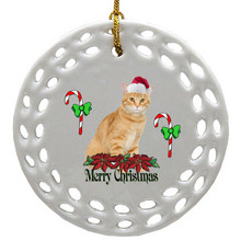 Tabby Cat Porcelain Christmas Ornament
