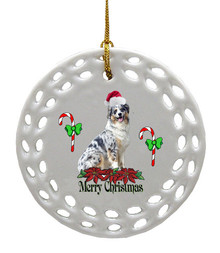 Australian Shepherd Porcelain Christmas Ornament