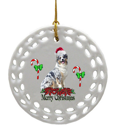 Australian Shepherd Porcelain Christmas Ornament