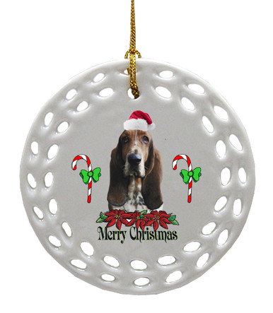 Basset Hound Porcelain Christmas Ornament