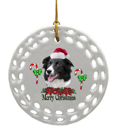 Border Collie Porcelain Christmas Ornament