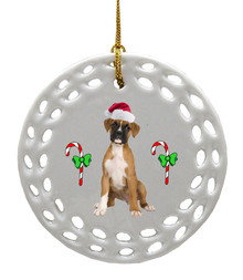 Boxer Porcelain Christmas Ornament