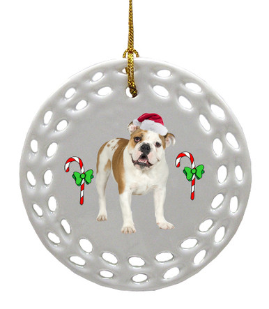 Bulldog Porcelain Christmas Ornament
