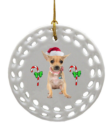 Chihuaha Porcelain Christmas Ornament