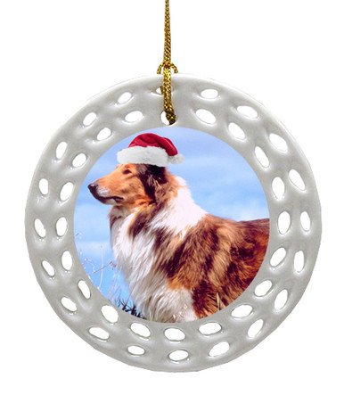 Collie Porcelain Christmas Ornament