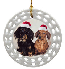 Dachshund Porcelain Christmas Ornament