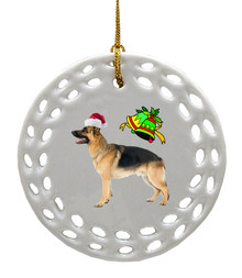 German Shepherd Porcelain Christmas Ornament