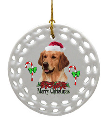 Golden Retriever Porcelain Christmas Ornament