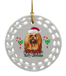 Lhasa Apso Porcelain Christmas Ornament