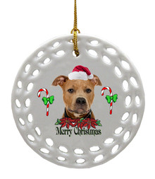 Pitbull Porcelain Christmas Ornament