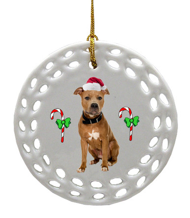 Pitbull Porcelain Christmas Ornament