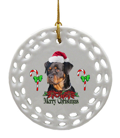 Rottweiler Porcelain Christmas Ornament